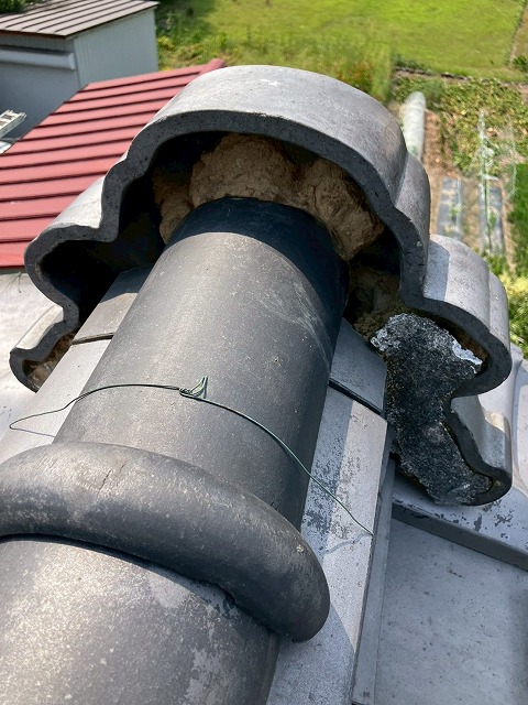 鬼牧漆喰の剥がれ